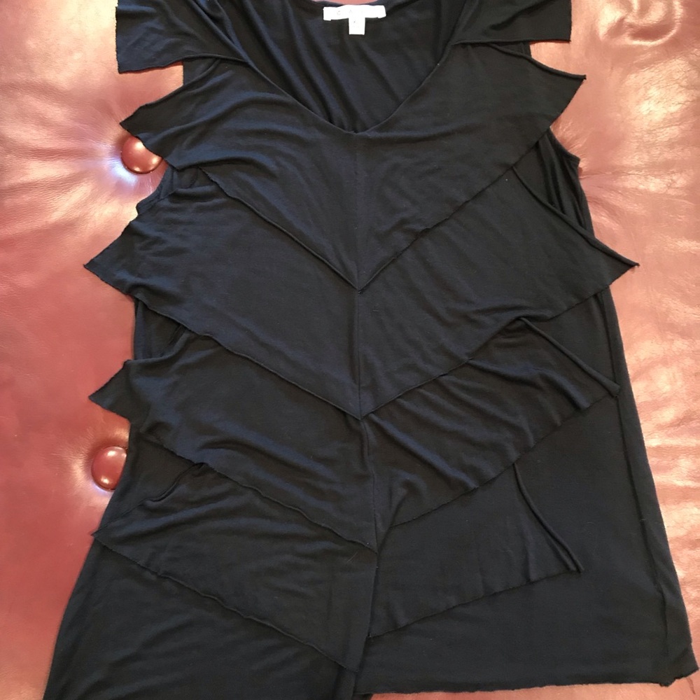 CAbi Sleeveless Top Tank Tiered Raw Edge XL